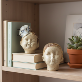 Pareja de cabezas de niño y niña