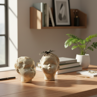 Pareja de cabezas de niños