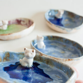 Jabonera o plato para anillos con gatito