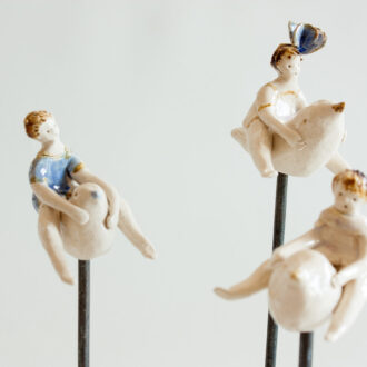 Niño montado en pájaro