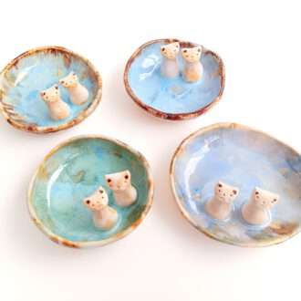 Cuenco con pareja de gatos